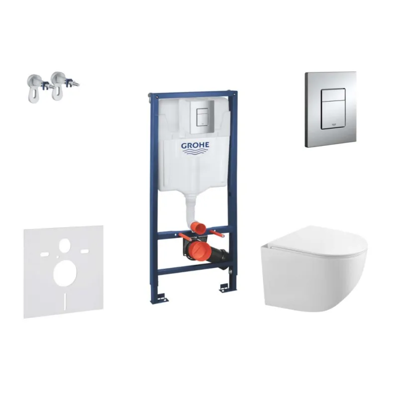 Tualetes poda komplekts Grohe rāmis Rapid SL+WC pods Kielle Gaia Rimless poga+vāks SoftClose 11BA1105