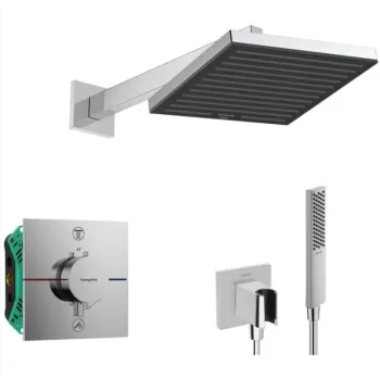Dušas sistēma Hansgrohe iebūvejamā ar dušas galvu, termostatu un rokas sušu 21HHH003 Hromēta