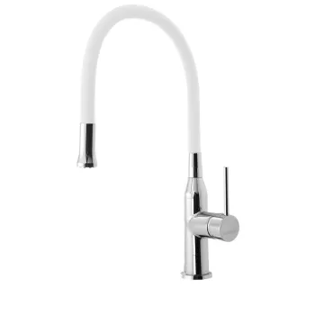 Virtuves maisītājs Sapho Sili ar lokanu izvadu, balts/hroms SR481