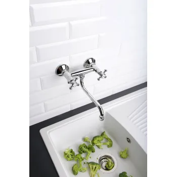 Virtuves maisītājs Sapho Reitano Rubinetteria Antea pie sienas, hroms 3061