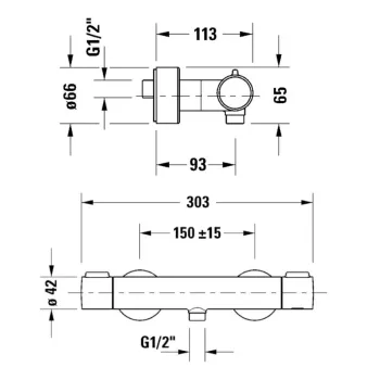 Dušas maisītājs Duravit Thermostatic, ar termostatu, Hromēts TH4220000010