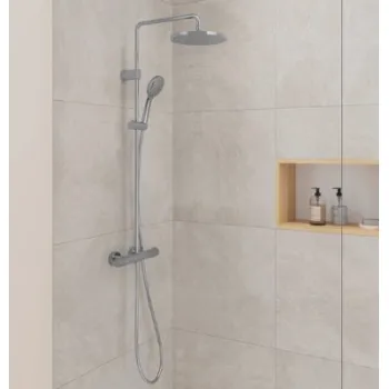 Dušas sistēma Duravit Showers ar termostatu, Dušas galva D 25 cm, 3 plūsmas, Hromēts