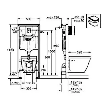 Tualetes poda komplekts Grohe WC+rāmis Solido +Hromēta poga Skate Cosmopolitan+vāks Soft Close 39186000
