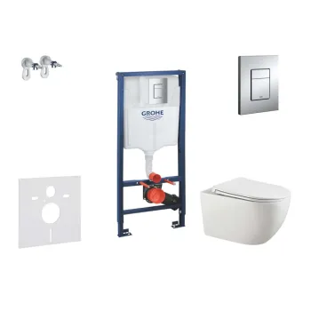 Tualetes poda komplekts Grohe rāmis Rapid SL+WC pods Kielle Gaia Rimless +Hromēta poga Skate Cosmopolitan+vāks SoftClose 11BA1106