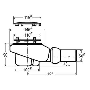 Sifons Dušas paliktnim  Villeroy & Boch Tempoplex Plus 90 mm, Bez Pārsega Hromēts U90881299