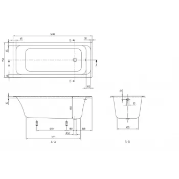 Vanna Villeroy & Boch Architectura Solo, Akrila, 170x75cm, balta UBA170ARA2V-01
