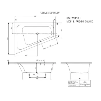 Vanna Villeroy & Boch Loop&Friends 135x175x44cm, Akrila, kreisā, balta UBA175LFS9LIV-01