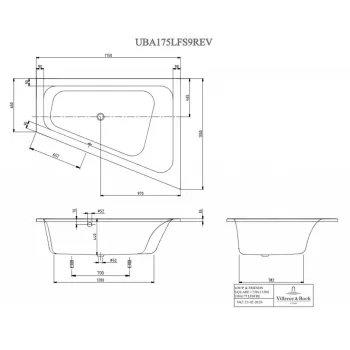 Vanna Villeroy & Boch Loop&Friends 135x175x44cm, Akrila labā, balta UBA175LFS9REV-01