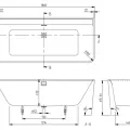 Vanna Villeroy & Boch Collaro 180x80cm Akrila, ar paneli, noteku un pārplūdes komplektu, balta UBA180COR9CL00VD01