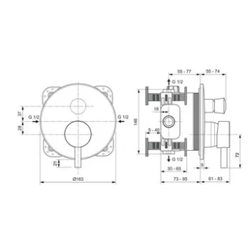 Vannas / Dušas maisītājs Ideal Standard Ceraline  iebūvējams Hromēts A7389XG