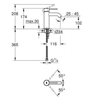 Vannas istabas izlietnes maisītājs Grohe Essence S StarLight® apdare birstēts Cool Sunrise  23590GN1