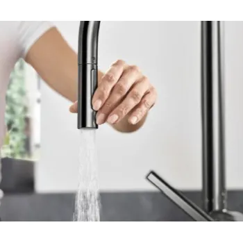 Virtuves Izlietnes Maisītājs Hansgrohe Talis M 54 210 ar izvelkamu galvu+sBox 2 plūsmu režīmi 72801340 Brushed Black Chrome