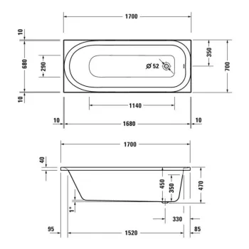 Vanna Duravit Soleil by Starck, 170x70cm, akrils, balts 700050000000000