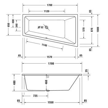 Vanna Duravit Duravit No.1, 170x100cm, akrils, balts 700509000000000
