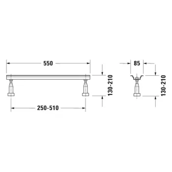 Vannas kājas Duravit, 3 gab., 130-210mm 790105000000000 Vannas kājas Duravit, 3 gab., 130-210mm 790105000000000