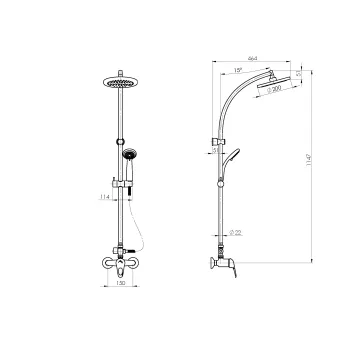 Dušas komplekts Rubineta Steam + P-15 625030, Hromēts