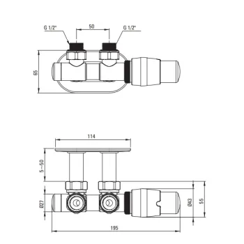 Savienojuma komplekts Deante dvieļu žāvētājam ar termostatu, labais, Balts AGI_AZP1