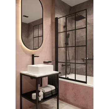 Vannas istabas izlietnes maisītājs Deante ALPINIA ar temperatūras ierobežotāju, Melns