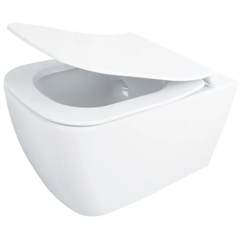 Piekaramais Tualetes Pods Deante HIACYNT NEW Rimless Ar vāku, Balts