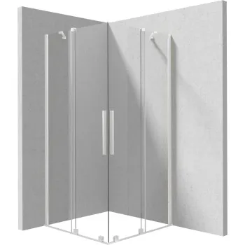 Dušas kabīne Deante PRIZMA balts 90x90cm caurspīdīgs stikls, Balti profili