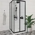 Dušas kabīne Denate FUNKIA Nero 90x90cm Caurspīdīgs stikls, Meni Profili