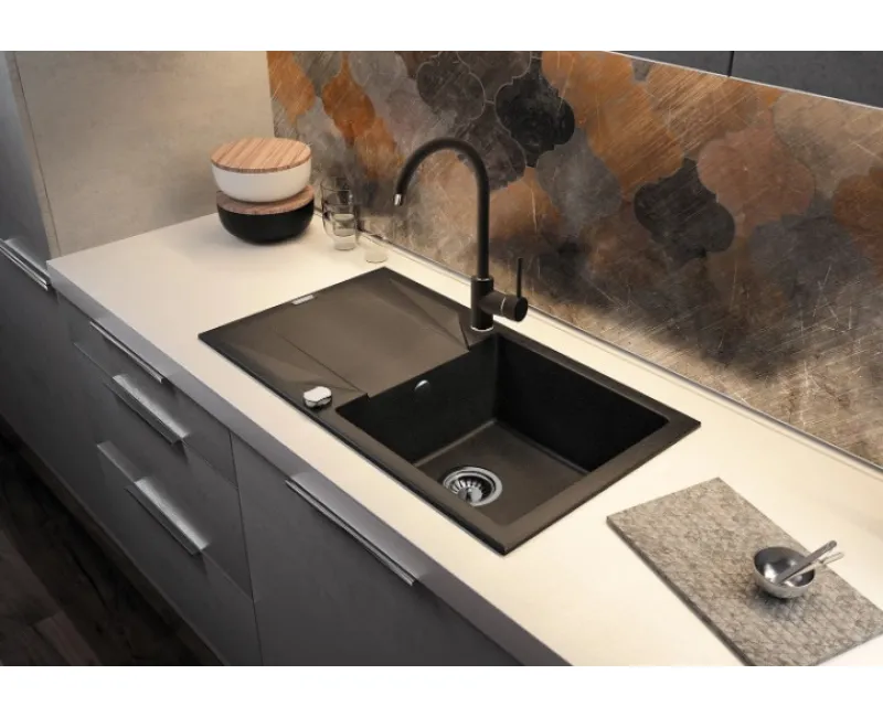 Virtuves izlietne Deante EVORA 780x440x193mm Melna grafīta