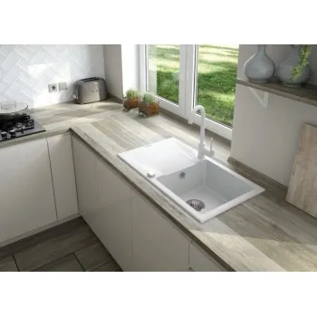 Virtuves izlietne Deante EVORA granīta 780x440x193mm Alabaster balta