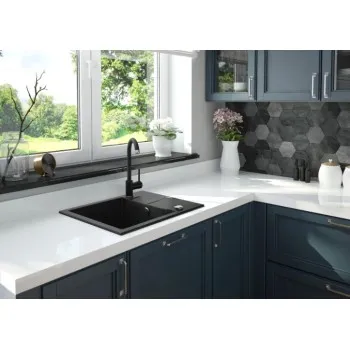 Virtuves izlietne Deante EVORA granīta 590x440x193mm Nero melna