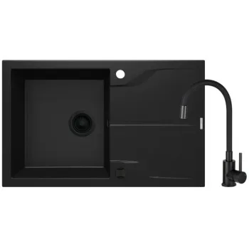 Virtuves komplekts Deante granīta izlietne + maisītājs Nero Melns ZQNNN113