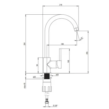 Virtuves komplekts Deante granīta izlietne + maisītājs Melns Grafīts