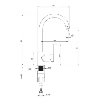 Virtuves komplekts Deante granīta izlietne + maisītājs Melns Grafīts