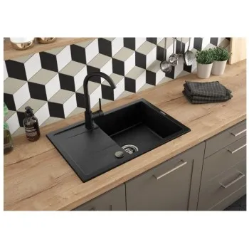 Virtuves izlietne Deante CORIO granīta 670x440x175mm Melna grafīta
