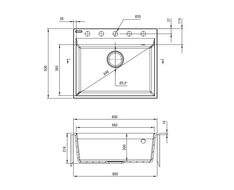 Virtuves izlietne Deante CORIO 600x500x216mm Smilšu krāsa