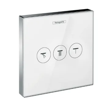 Iebūvējamais Ventilis Hansgrohe ShowerSelect virsapmetuma daļa, 3 funkcijas, balts stikls/hroms