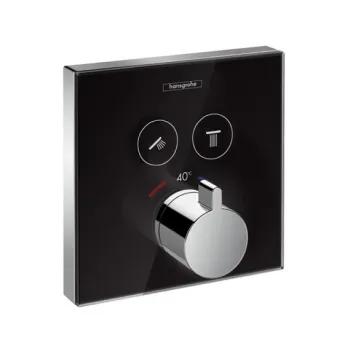 Dušas maisītājs Hansgrohe ShowerSelect virsapmetuma daļa, ar divām izejām, melns stikls/hroms