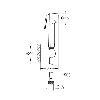 Bidetta komplekts Grohe  Trigger Spray 30 I, ar vadu 1500 mm, hroms Bidetta komplekts Grohe  Trigger Spray 30 I, ar vadu 1500 mm, hroms