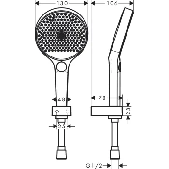 Dušas komplekts Hansgrohe Rainfinity 130 3jet, 1250 mm dušas vads, matēts balts