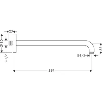 Dušas galvas turētājs Hansgrohe 389 mm, no sienas, hroms 27413000