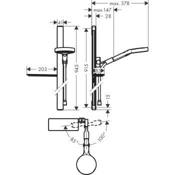Dušas komplekts Hansgrohe Rainfinity 130 3jet, 900 mm, hroms