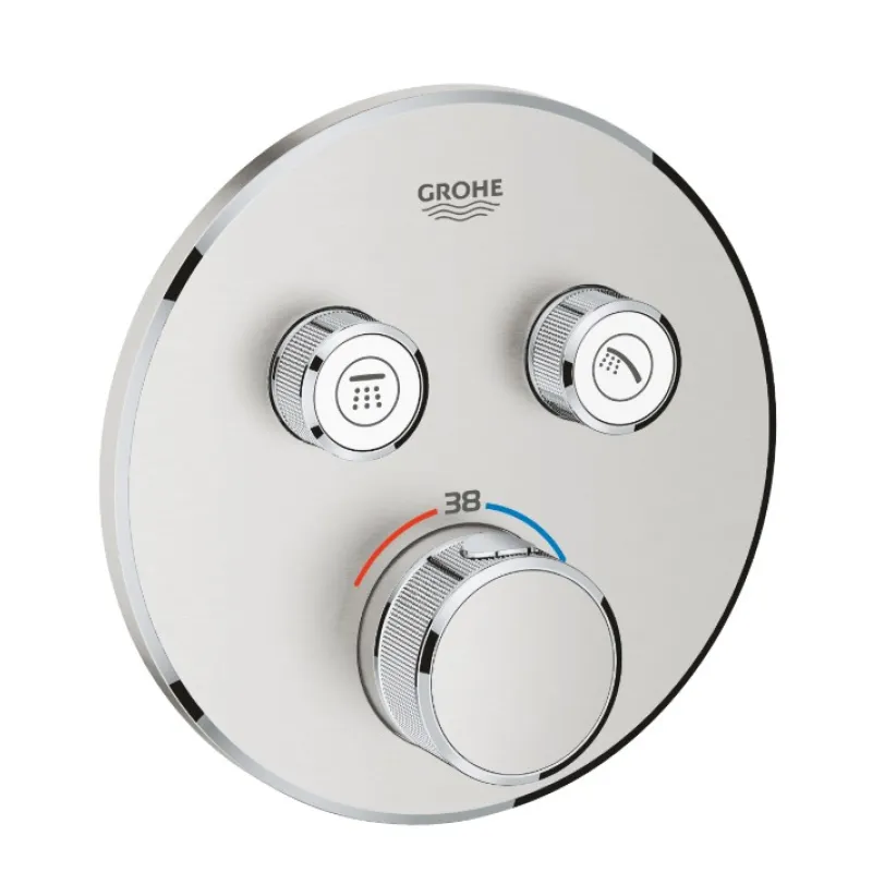 Vannas / Dušas maisītājs Grohe SmartControl round virsapmetuma daļa, ar 2 izejām, supersteel