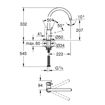 Vitrtuves maisītājs Grohe Start Classic, hroms