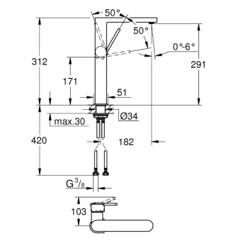 Vannas istabas izlietnes maisītājs Grohe Plus XL, hroms