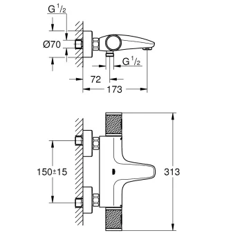Vannas maisītājs Grohe Grohtherm 1000 Performance, ar termostatu, hroms