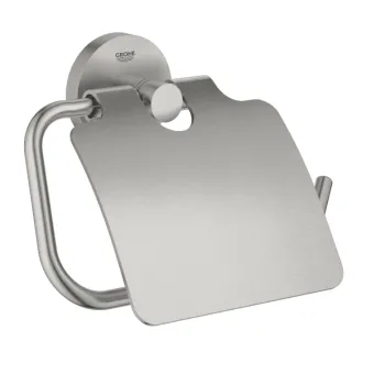 Tualetes papīra turētējs Grohe ar vāciņu Essentials New, supersteel