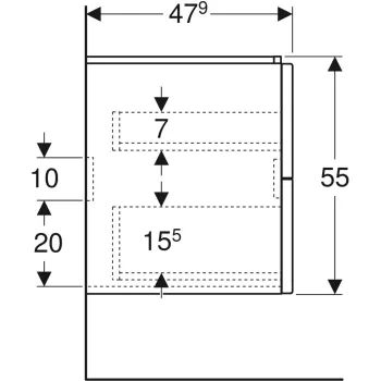 Skapītis izlietnei Geberit Modo, 590x479 mm, h=550 mm, 2A, (bez izlietnes)  spīdīgs balts