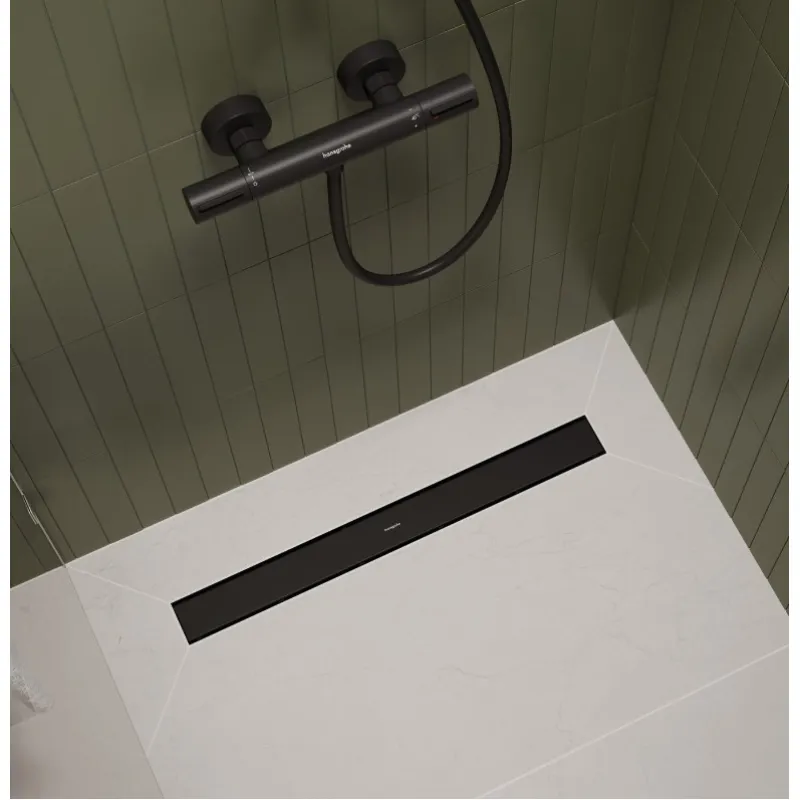 Dušas kanāls Hansgrohe RainDrain Go, 900 mm, flīzējams, matēts melns