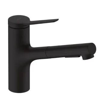 Virtuves Izlietnes maisītājs Hansgrohe Zesis M33-150 2jet, ar izvelkamu galvu, matēts melns + sBox