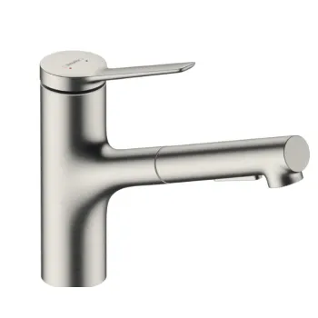Virtuves Izlietnes maisītājs Hansgrohe Zesis M33-150 2jet,  ar izvelkamu galvu, stainless steel finish + sBox