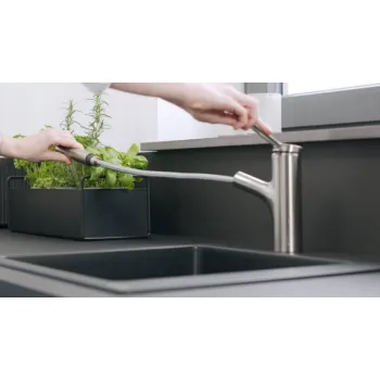 Virtuves Izlietnes maisītājs Hansgrohe Zesis M33-150 2jet,  ar izvelkamu galvu, stainless steel finish + sBox