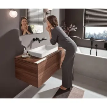 Vannas istabas izlietnes maisītājs Hansgrohe Vivenis virsapmetuma daļa, 2 caurumi, iztece 195 mm, no sienas, matēt